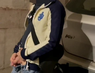 Amateur Boy Taking His Fat Cut Cock Out of His Jeans and Pissing in the Street