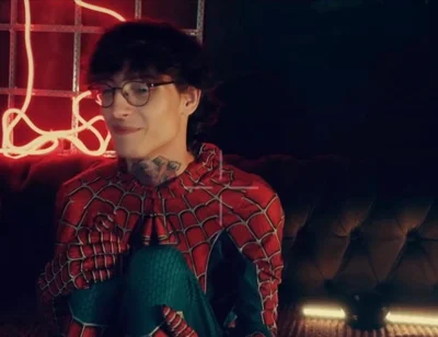 Spider Man Costume. Bottom Boy a Pose. Ass Hole