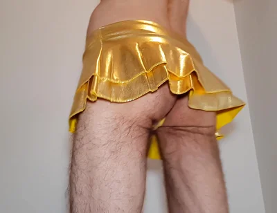 Golden Miniskirt -couldn't Wait- Try on