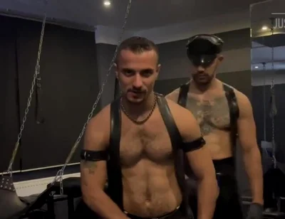 Leather boys smoke ,fucking