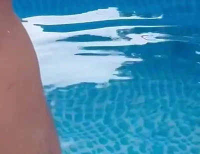 Outdoor Poolside Attraction, Got Horny After Taking a Dip, Big Cock Cums All Over