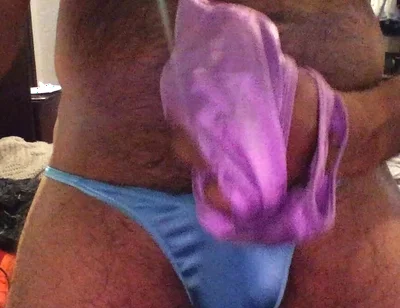 Satin Panties Wrapped Around My Throbbing Uncut Cock
