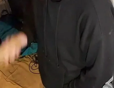 I Masturbate in Sweatpants, a Black Sweatshirt and Nike Sneakers