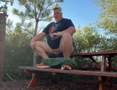 Chubby Guy Almost Caught Playing with His Soft Cock
