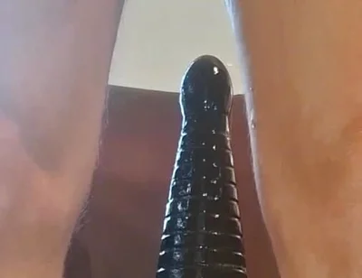 Extreme Solo Toy Session Close up Big Dildo