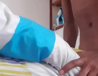 I Get Creative and Masturbate My Cock with Pillows and with My Hands Until I Have a Sweet and Juicy Cumshot