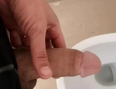 Hot and Hung Guy Filming His Dick While Jerking off an Cum Into the Toilet Sink