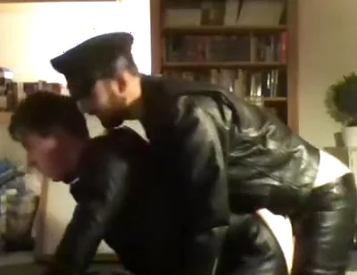 Master in leather gear hot fucking