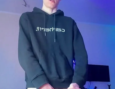 Skinny Boy Holding Back a Huge Cumshot Until It Hurts