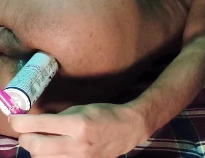 Gay Huge Ass Gape with Homemade Dildo