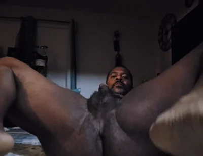 Presenting My Ass and Stroking My Big Black Cock
