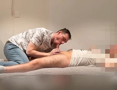 Young Hairy Straight Plumber Gets Sucked on the Couch Until He Cums
