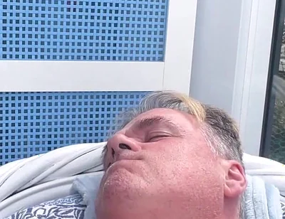 Hunk Stepdaddy Bear Naked Sunbathing in the Veranda 6