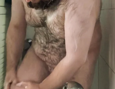Fat Bear Taking a Shower