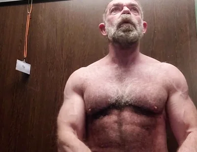 Hairy Stepdaddy Solo in Lockerroom