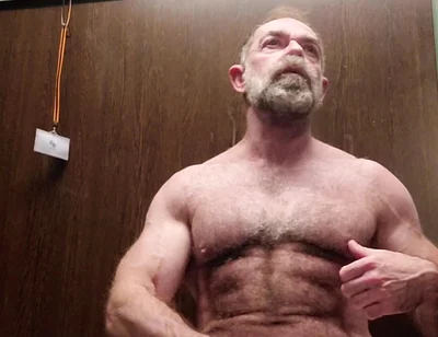 Hairy Stepdaddy Solo in Lockerroom
