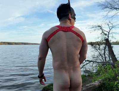 Asian Muscle God Strips Bare by the Lake - Ripped Physique on Full Display & Massive Load