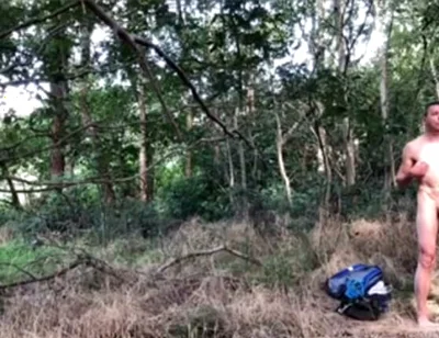 Naked Dude Cruisung in the Woods