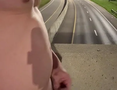 Asian Muscle Hunk Strips Naked on the Bridge - Ripped Flexing & Massive Cumshot