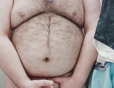 Fat Bear Jerks off on Toilet and Licks up His Cum