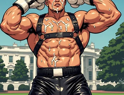 Asian Cum Covered Muscle Men Art