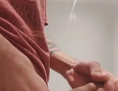 Cumshow in the Bathroom at Work