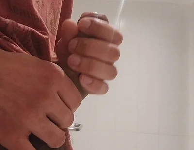 Cumshow in the Bathroom at Work