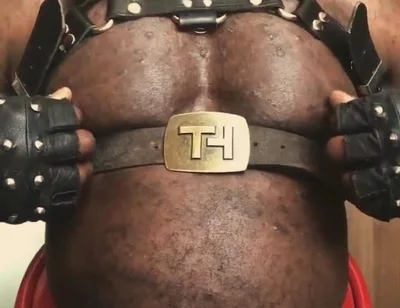 Black Muscle Close up Harness Belted Titplay