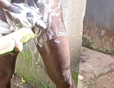 Outdoor Shower Takes Into Wide Cumshots