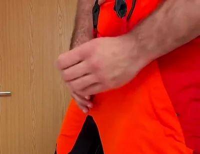Tyler Blake Jerking off in Hivis Lumberjack Workwear - Muscle Flexes & Explosive Cumshot