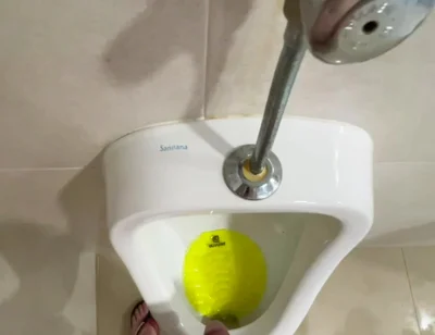 Dared to Piss Fully Naked in Public Toilets Urinal