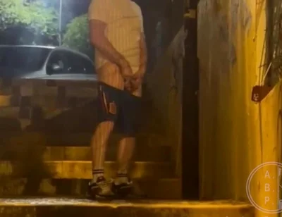 Straight Boy Caught Peeing in the Street for the Second Time in the Same Night - Homemade Video