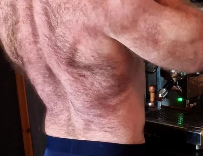 Muscle Bear Has Coffee