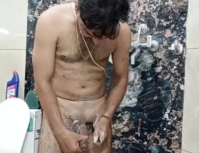 Indian Desi Man Enjoy Shower and Masterbation Show with Neighbour Stepfather and Army Officer Stepfather