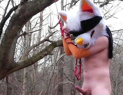 Bondaged Young Twink Piss in Forest