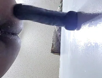 14 Inch Dildo Stretches Me to the Max. It Made Me Piss Cum