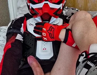 In Biker Gear, He Brought to Orgasm