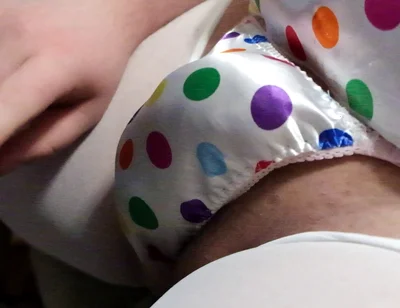 Rainbow Polka Dot Satin Thong Play