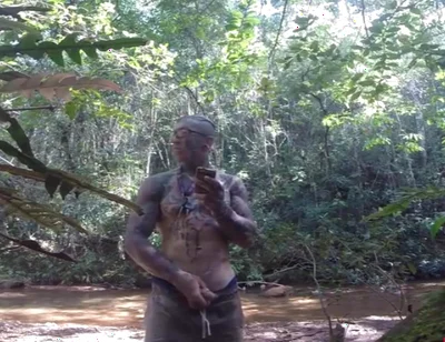 Handjob in the Waterfall Cumming with Soft Cock