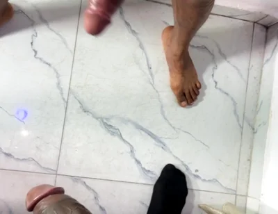 Two Cumshots From Two Horny Friends Masturbating Together