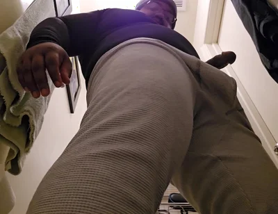Black Stepdaddy Nuts in Bathroom After Work