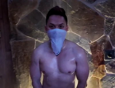 Naked Asian Muscle Hunk Dawn Outdoor Shower Flex - Thick Biceps, 6-pack Abs, V-taper Back & Big Cumshot