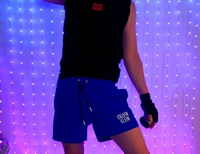 Fitness Workout in Blue Ck Shorts