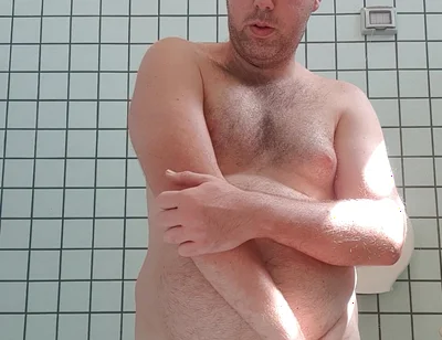 Nude Boy in Pubblic Bathroom