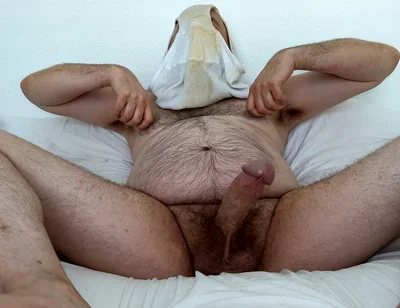 Big Dick Bear Sniffing and Huffing Dirty White Briefs and Cums