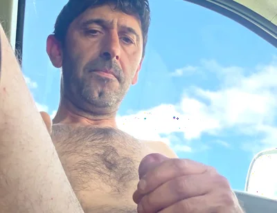 Straight Guy Jerks off Naked Inside the Car in the Parking Lot