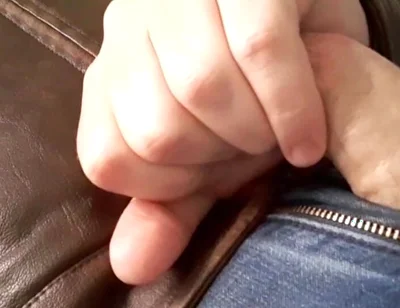 Edge and Cum on New Brown Leather Jacket