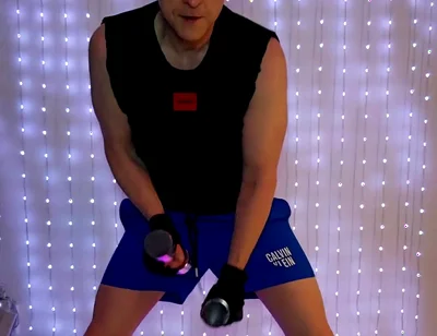Fitness Workout in Blue Ck Shorts