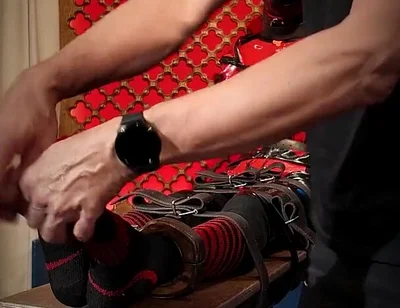 Slave Drone Tickling Session Silicone Suit, Socks & Merciless Sole Play