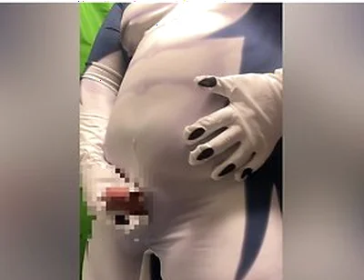 Japanese Chubby Masturbating In A Suit